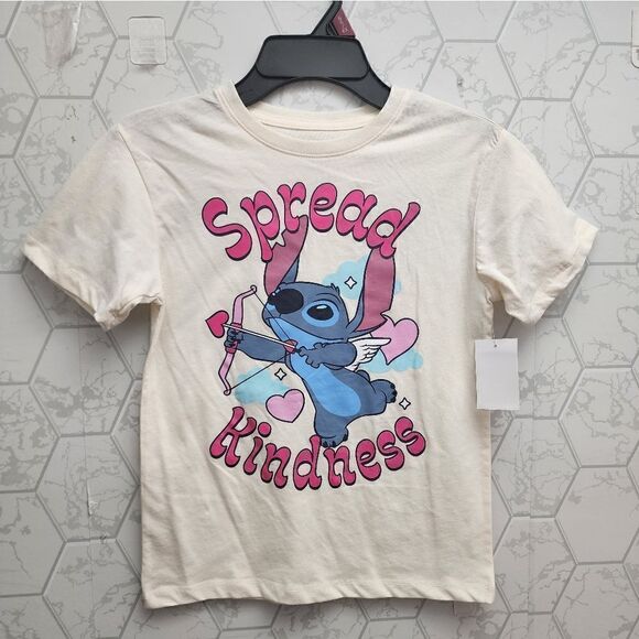 Nwt Valentine's Day Disney Lilo and Stitch Girls Premium T shirt - Picture 1 of 4